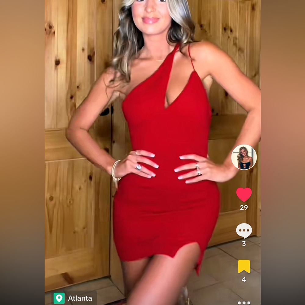 Hello Molly Red One Shoulder Mini Dress
